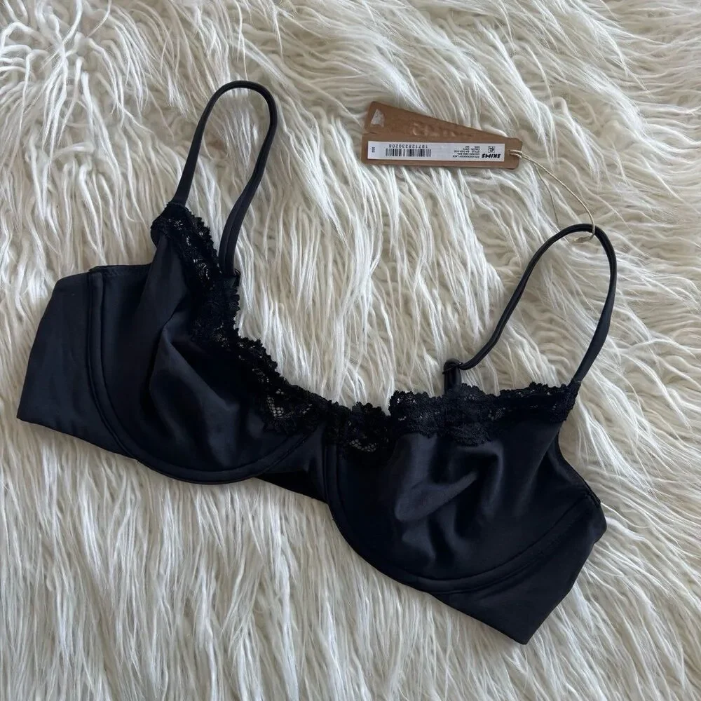 Skims Fits Everybody Lace Demi Underwire Bra Onyx Size 34D - Picture 3 of 5